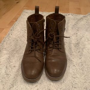 Vostey Men's Leather Motorcycle Boots (12, Brown)